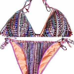 Victoria’s Secret striped textured multicolor bikini HARD TO FIND!